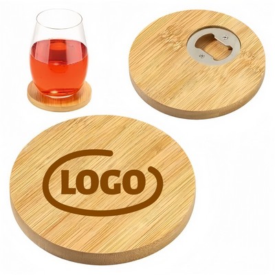 Bamboo Coaster with Bottle Opener