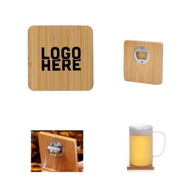 Bamboo Square Coaster And Bottle Opener